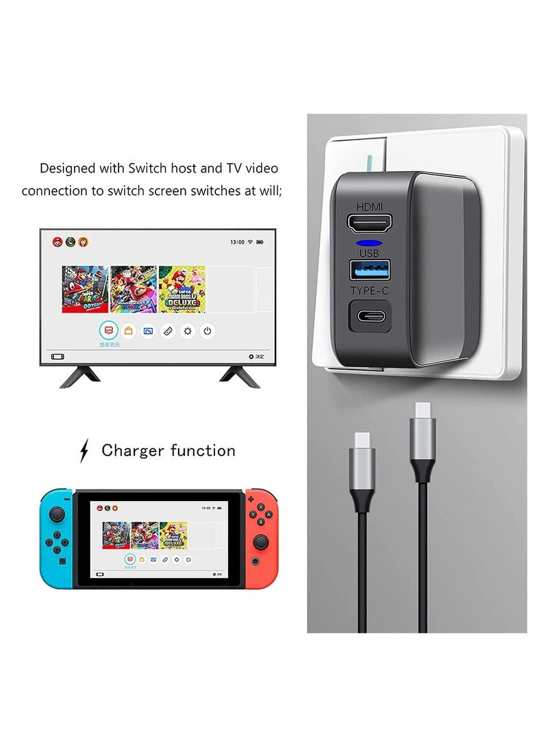 Adapter Charger for Switch for Switch Dock Charger Adapter 4K HDMI TV Adapter for Nintendo Switch AC Adapter and TV Dock Functions 2in 1 Fast Charging and Portable - Image 2